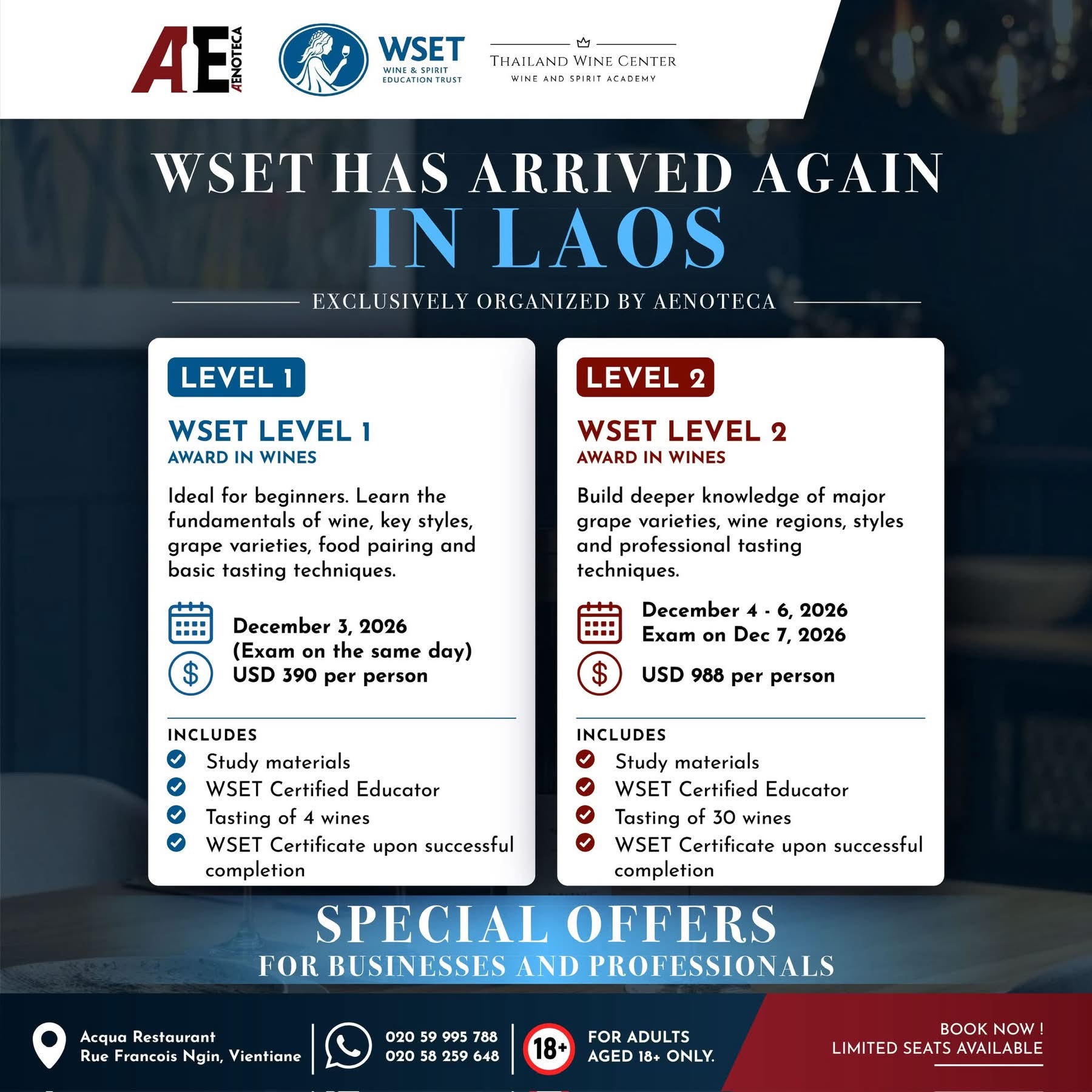 WSET Level 1 & 2 Awards in Wines