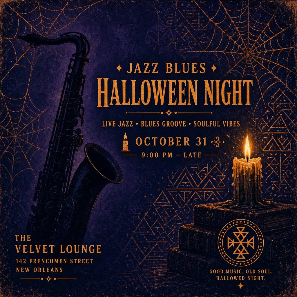 Groovy Voodoo — Halloween at The Blues Box (illustration)